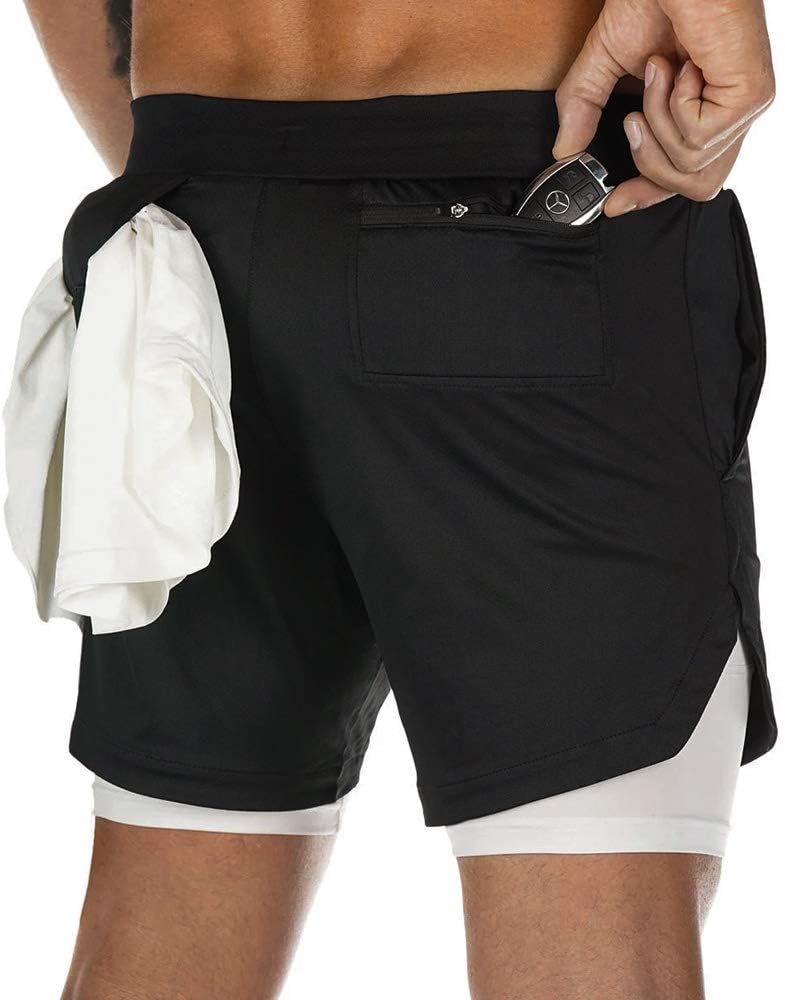 Men’s 2 in 1 Running Shorts Breathable Gym Training