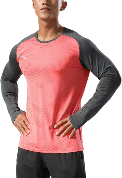 Men’s Long Sleeve Running Shirt Dry Fit Athletic Top