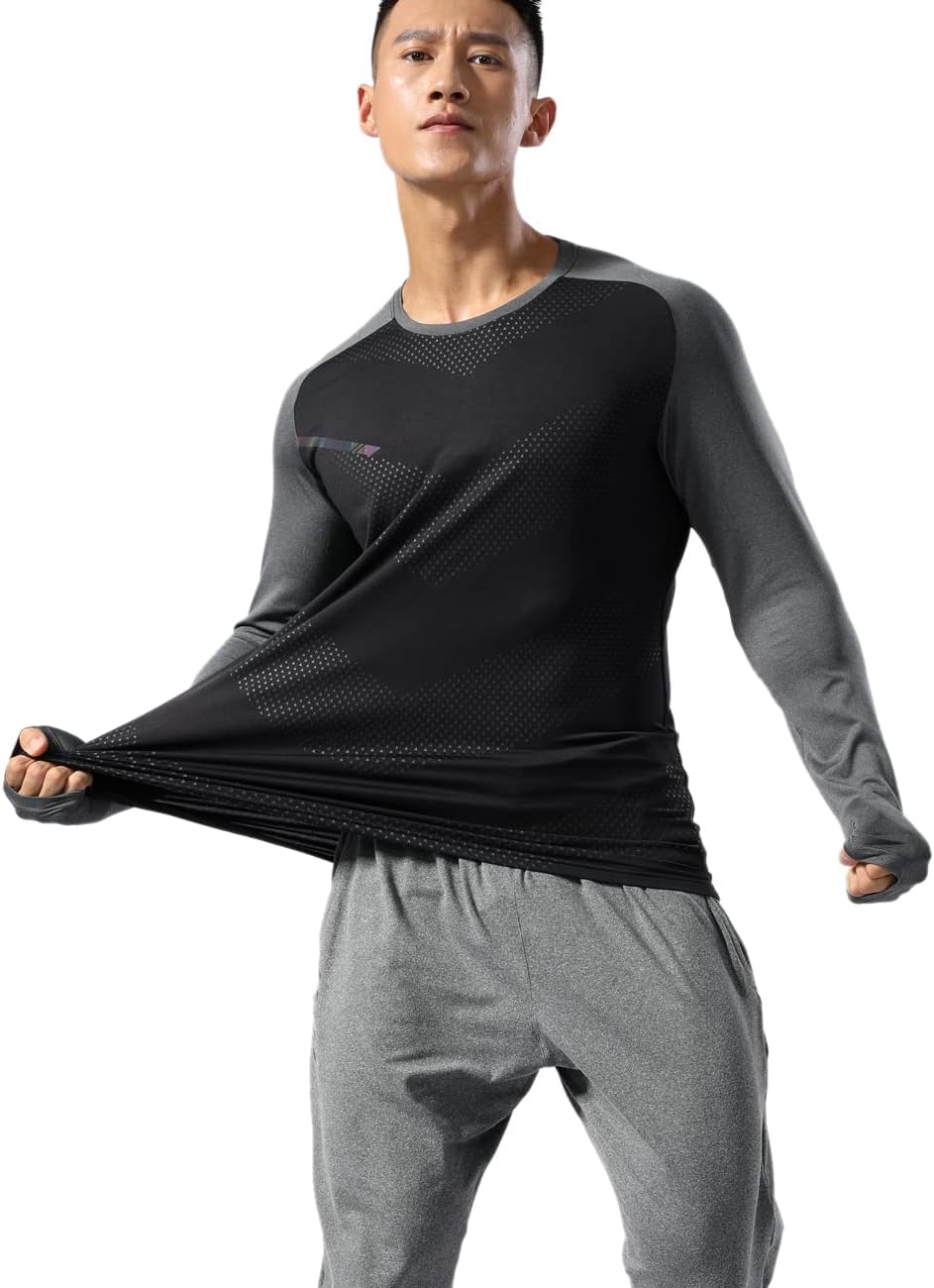 Men’s Long Sleeve Running Shirt Dry Fit Athletic Top