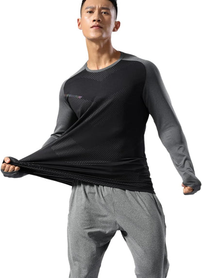 Men’s Long Sleeve Running Shirt Dry Fit Athletic Top