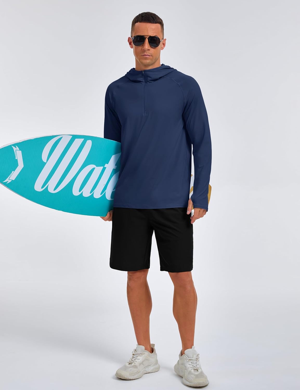 Men’s UPF50+ Quarter Zip Hoodie Long Sleeve Quick Dry