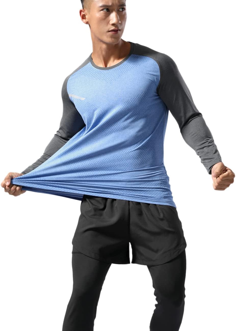 Men’s Long Sleeve Running Shirt Dry Fit Athletic Top