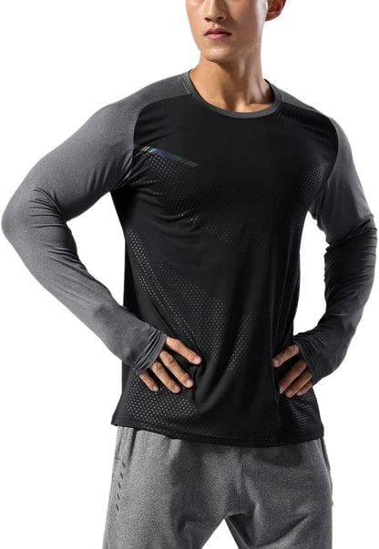 Men’s Long Sleeve Running Shirt Dry Fit Athletic Top