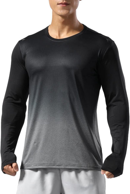 Men’s Long Sleeve Running Shirt Dry Fit Athletic Top