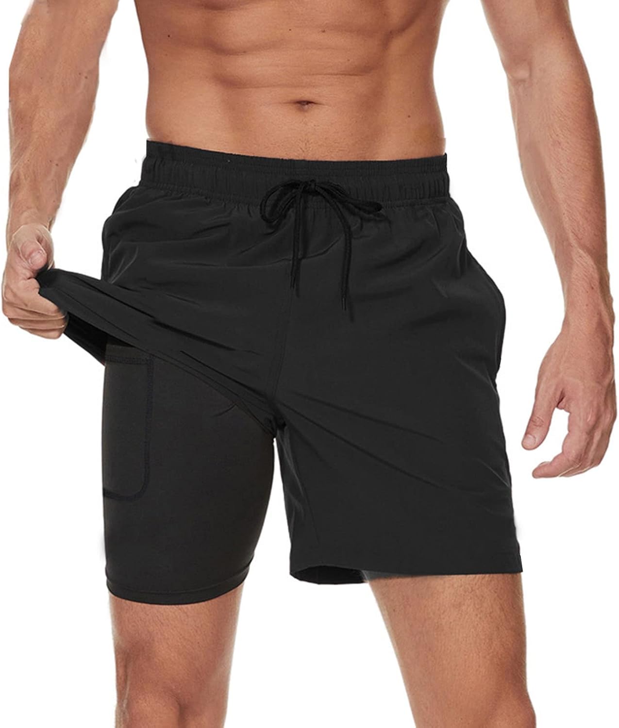 Men’s 2 in 1 Running Shorts with Zip Pocket Compression
