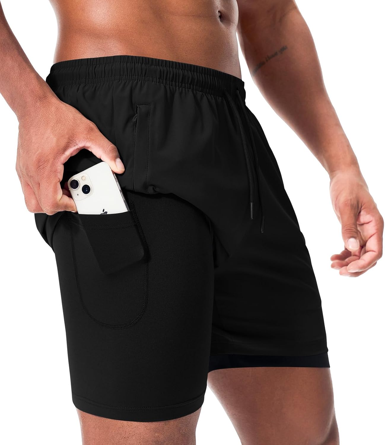 Men’s 2 in 1 Running Shorts with Phone Pocket Quick Dry