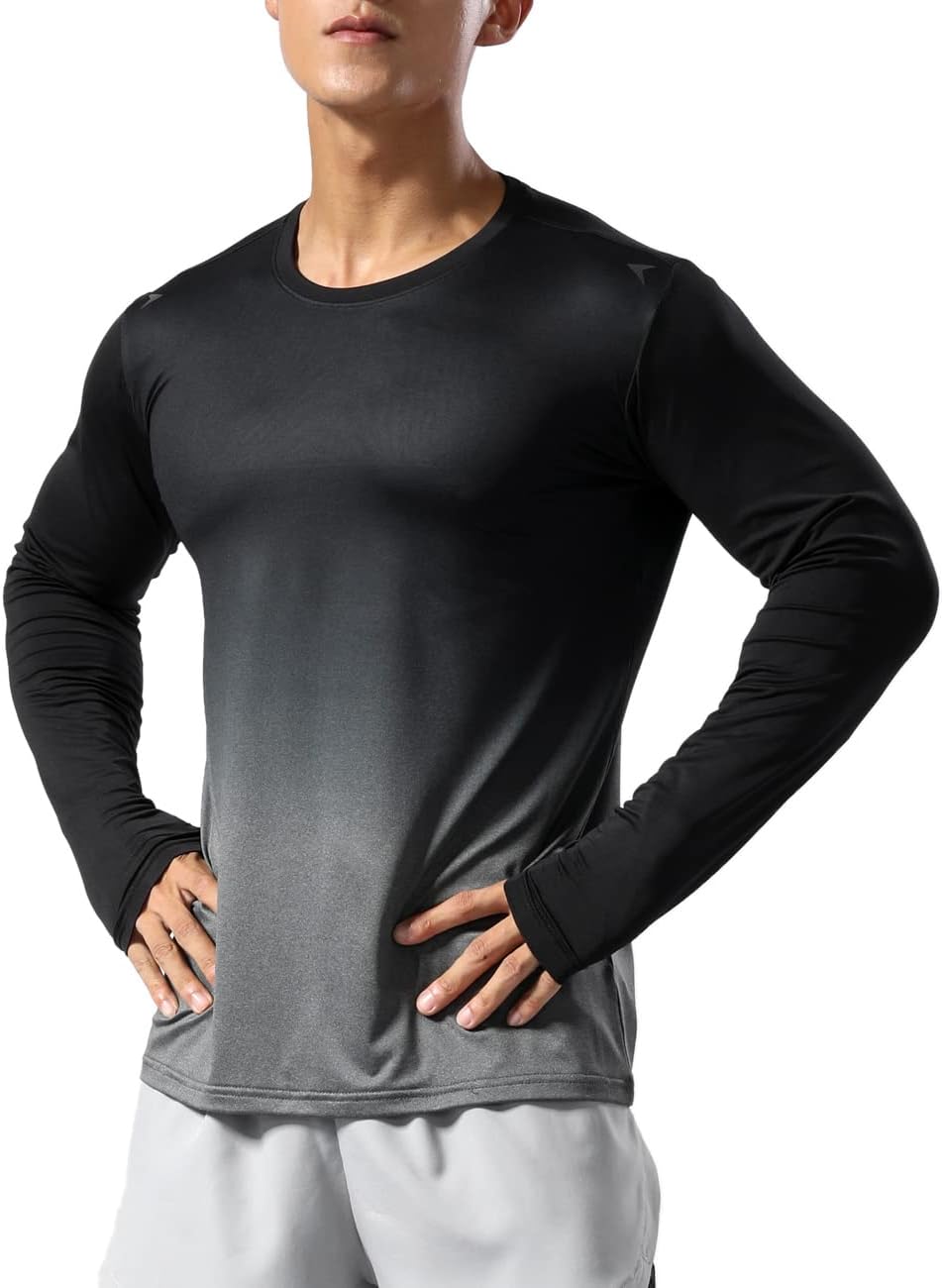 Men’s Long Sleeve Running Shirt Dry Fit Athletic Top