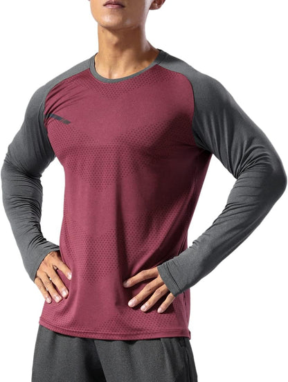 Men’s Long Sleeve Running Shirt Dry Fit Athletic Top