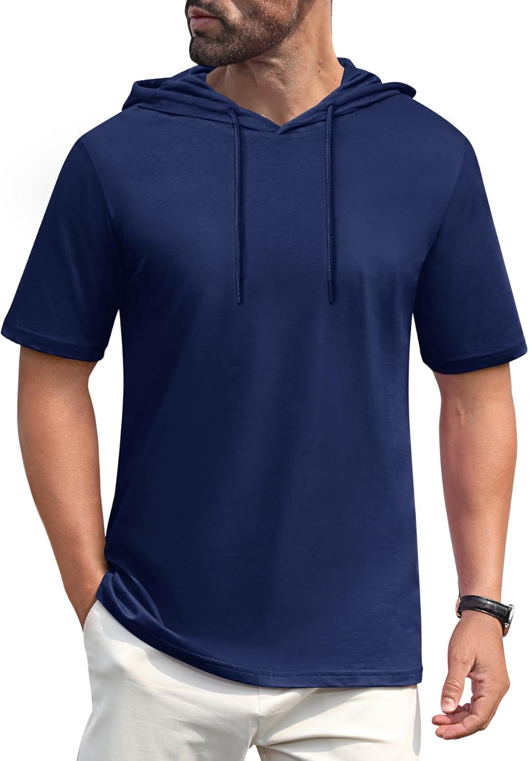 Men’s Short Sleeve Hoodie Lightweight Gym Pullover