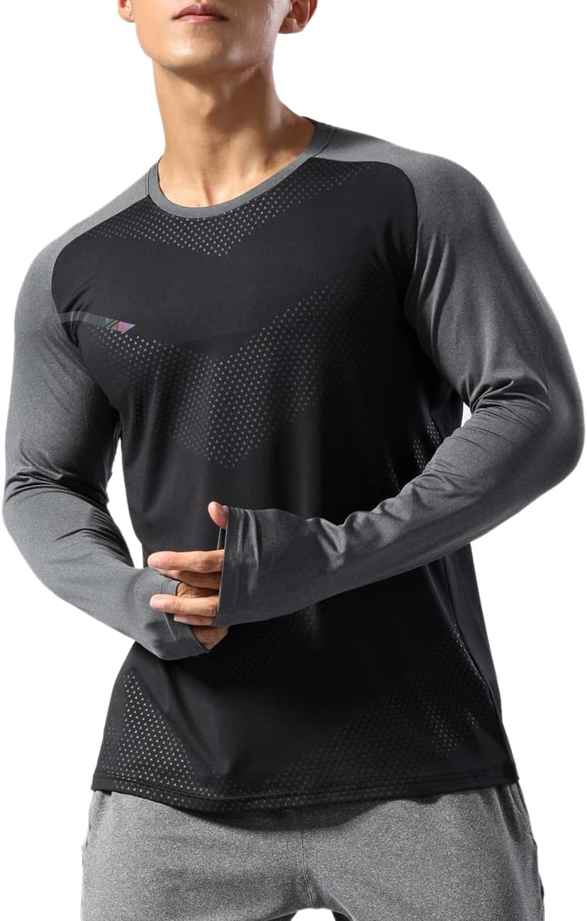 Men’s Long Sleeve Running Shirt Dry Fit Athletic Top