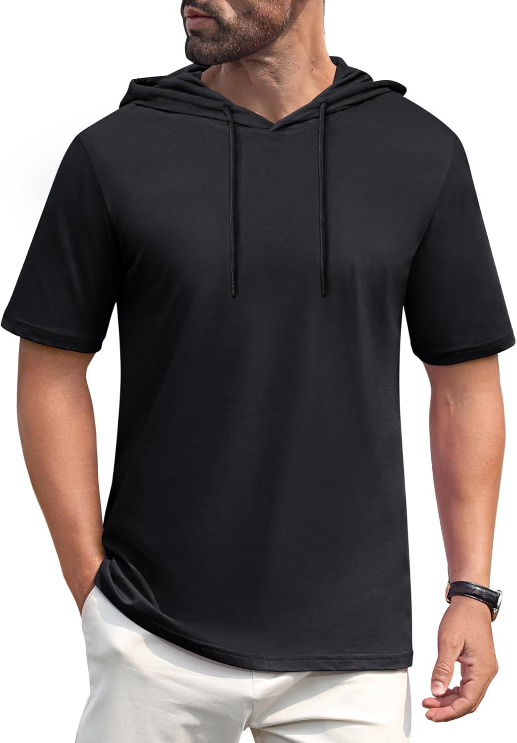 Men’s Short Sleeve Hoodie Lightweight Gym Pullover