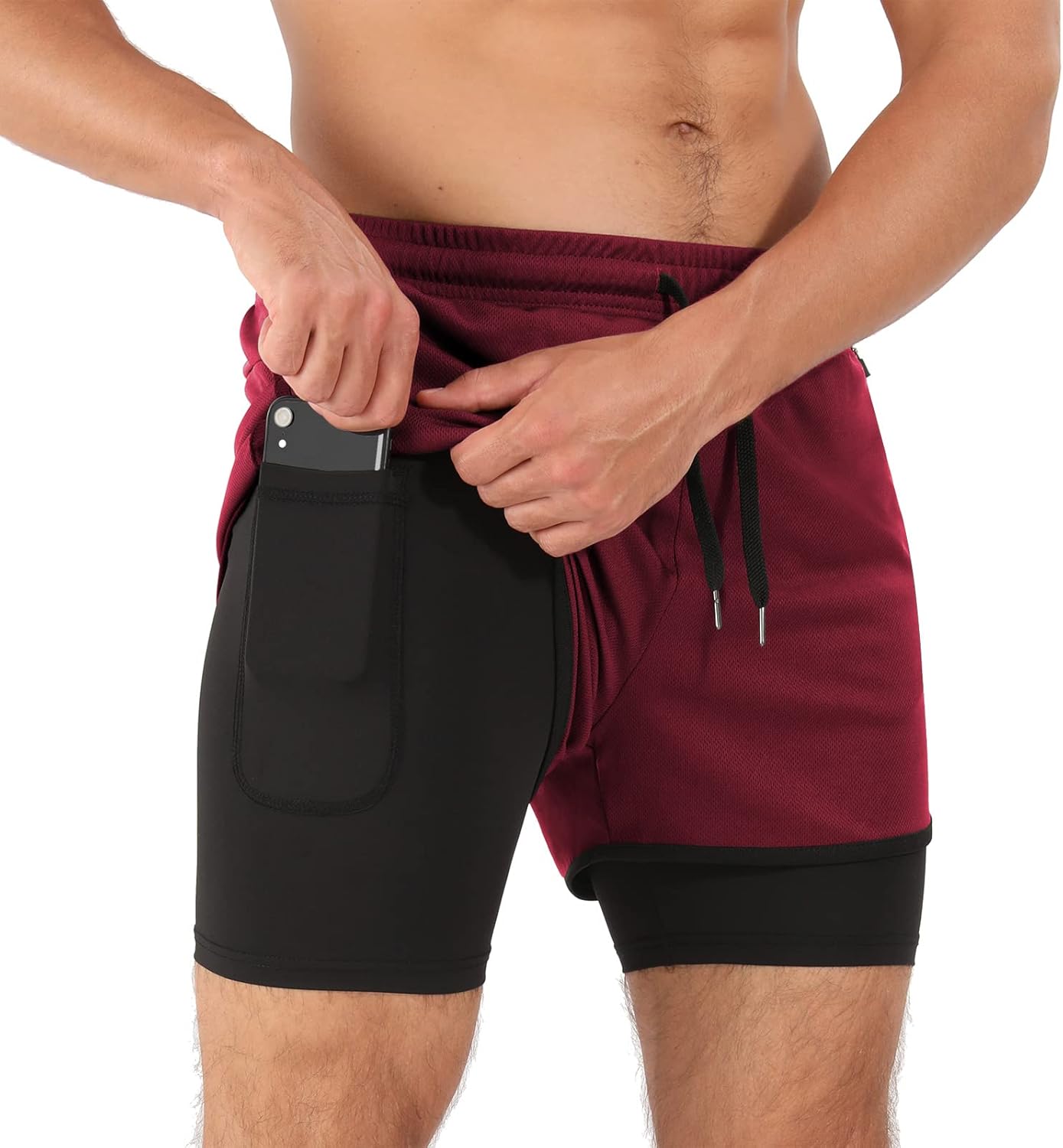 Men’s Running Compression Shorts 2 in 1 with Phone Pocket