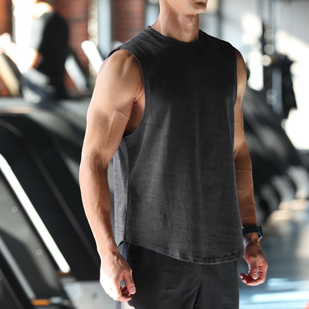 Men’s Bodybuilding Tank Cotton Sleeveless Gym Shirt