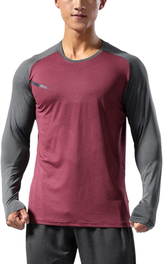 Men’s Long Sleeve Running Shirt Dry Fit Athletic Top