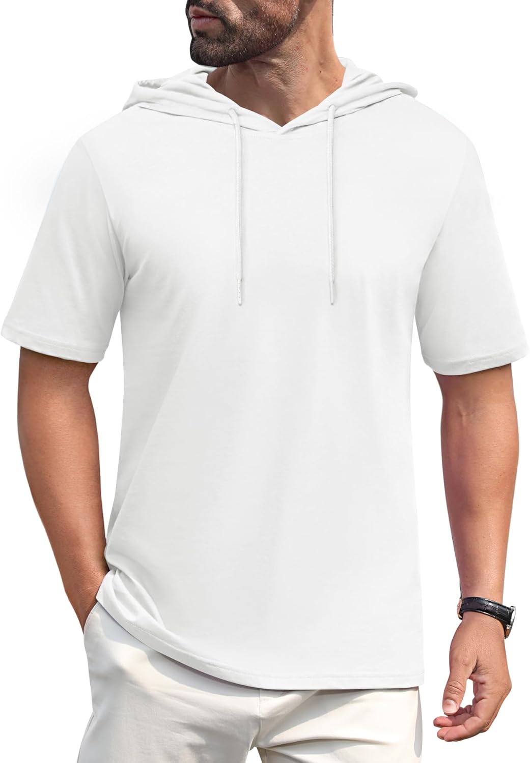 Men’s Short Sleeve Hoodie Lightweight Gym Pullover