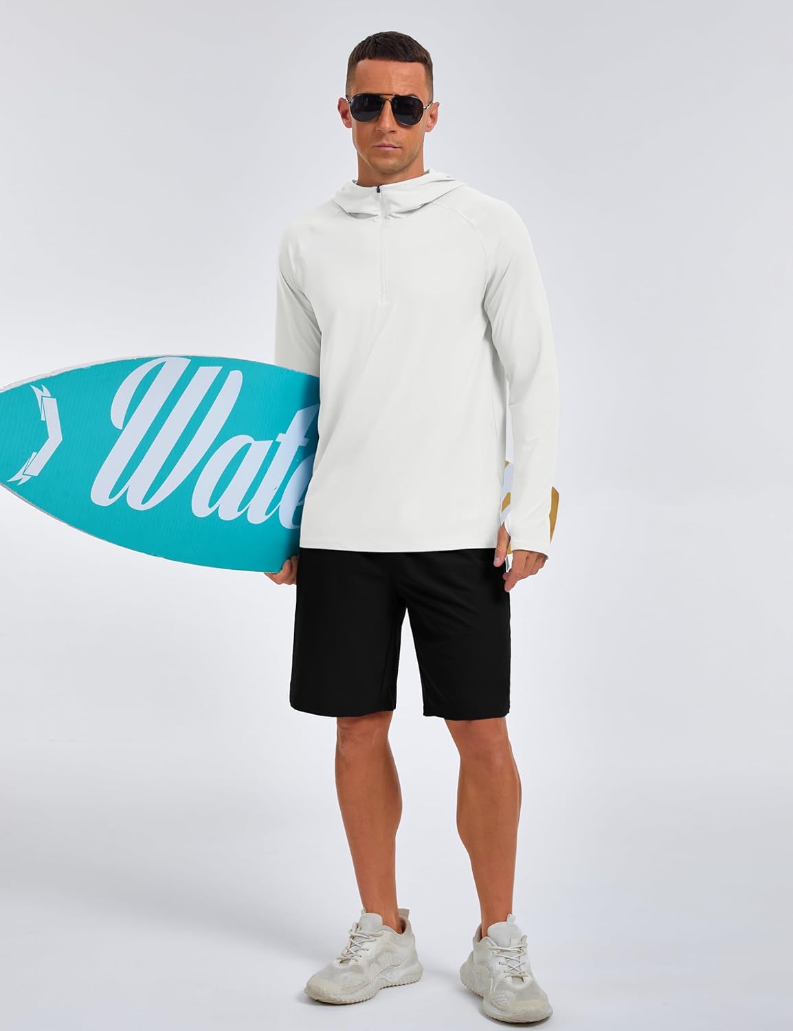 Men’s UPF50+ Quarter Zip Hoodie Long Sleeve Quick Dry