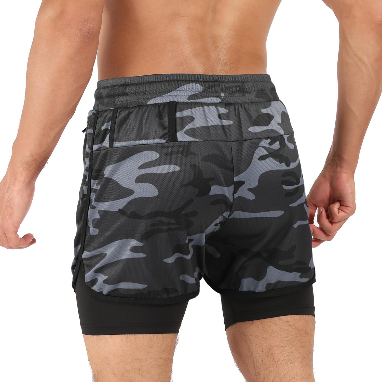 Men’s Running Compression Shorts 2 in 1 with Phone Pocket
