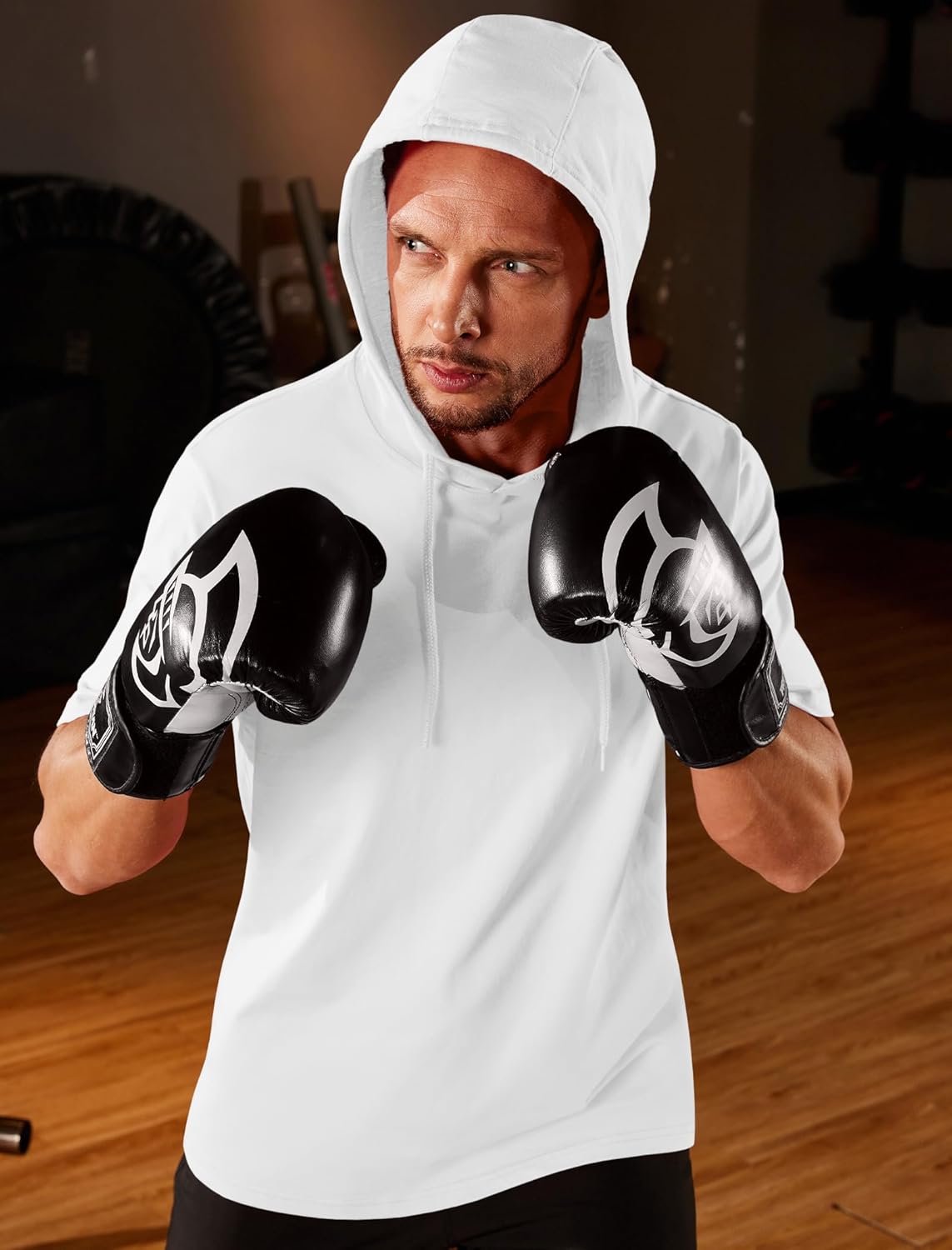 Men’s Short Sleeve Hoodie Lightweight Gym Pullover