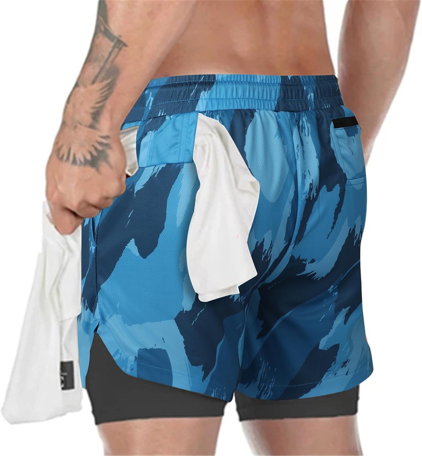 Men’s 2 in 1 Running Shorts Breathable Gym Training