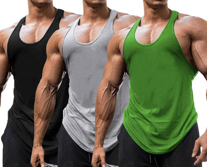 3 Pack Men’s Gym Tank Tops Y-Back Muscle Vests