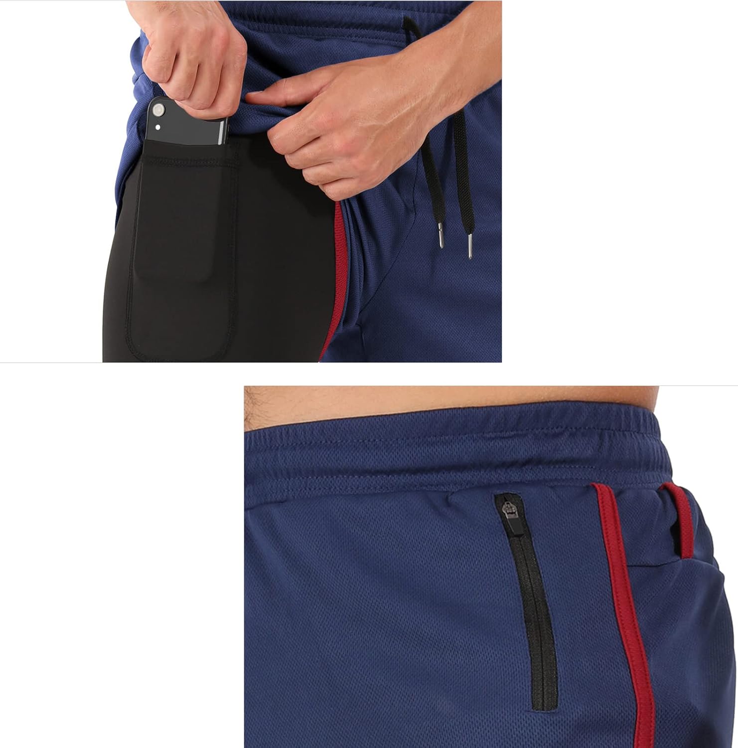 Men’s Running Compression Shorts 2 in 1 with Phone Pocket