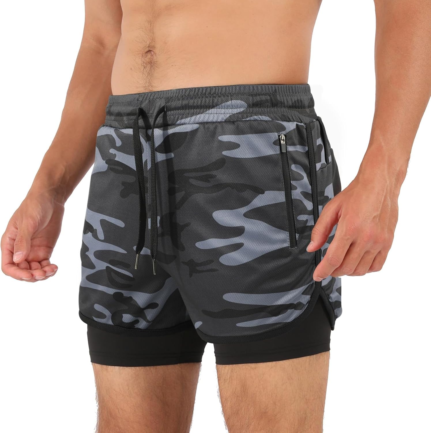 Men’s Running Compression Shorts 2 in 1 with Phone Pocket