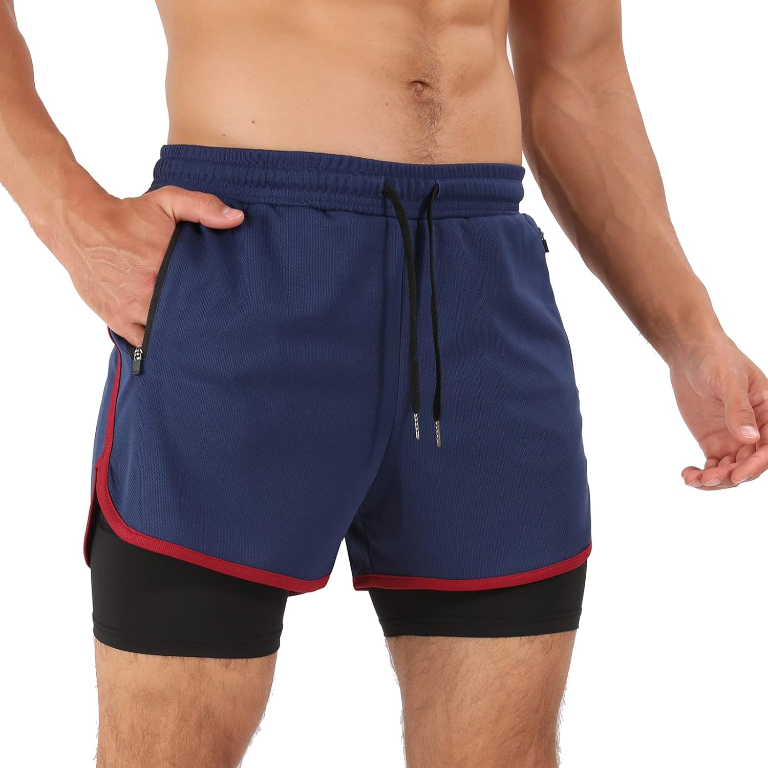 Men’s Running Compression Shorts 2 in 1 with Phone Pocket
