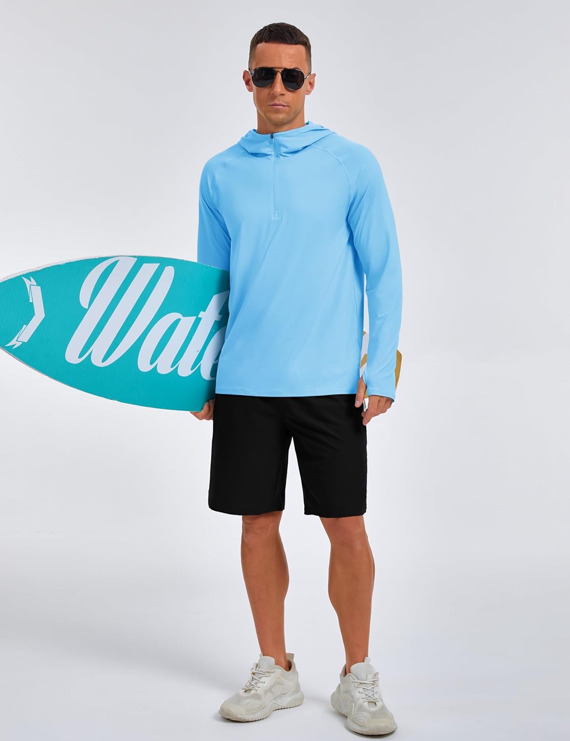 Men’s UPF50+ Quarter Zip Hoodie Long Sleeve Quick Dry