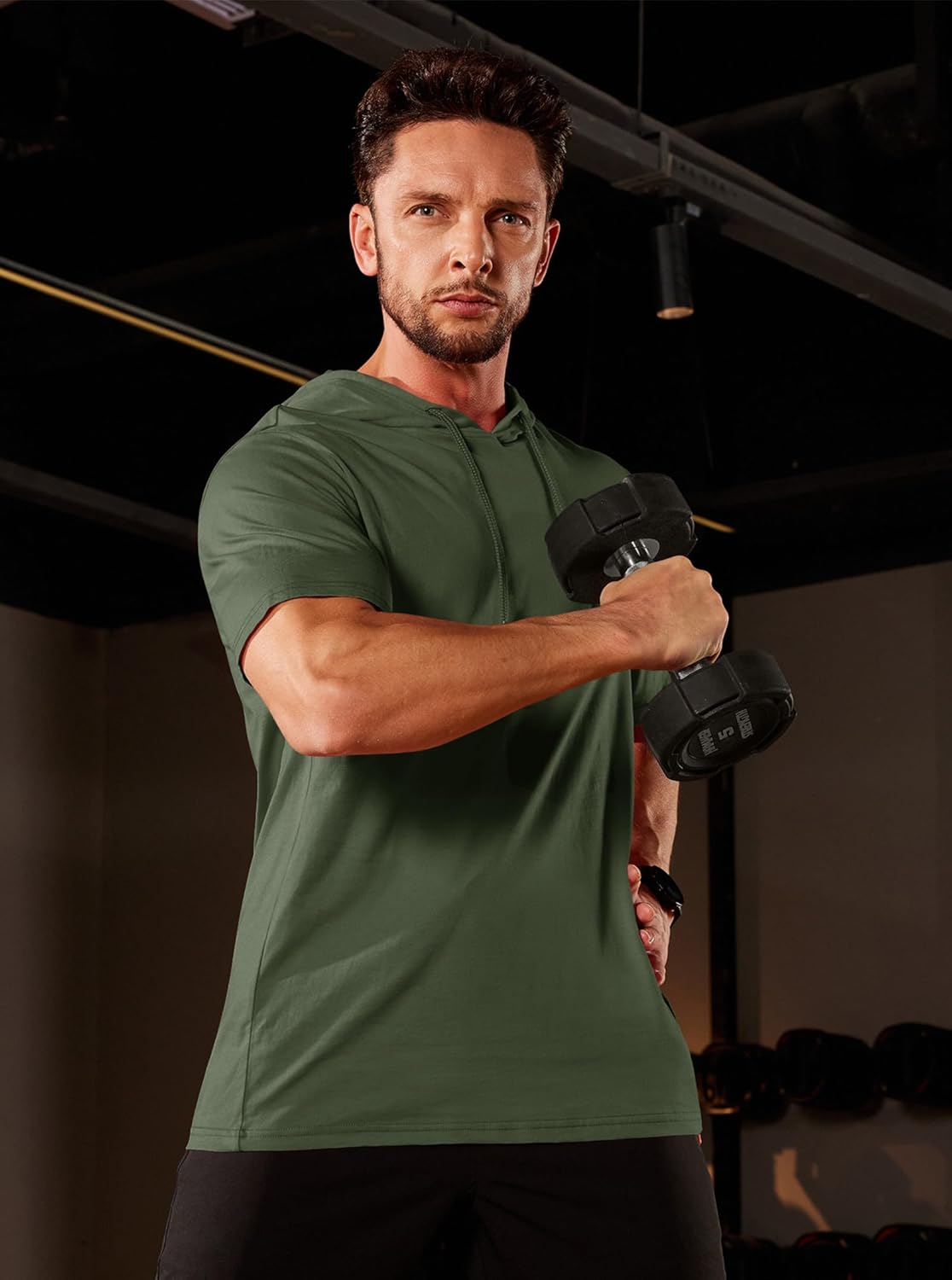 Men’s Short Sleeve Hoodie Lightweight Gym Pullover