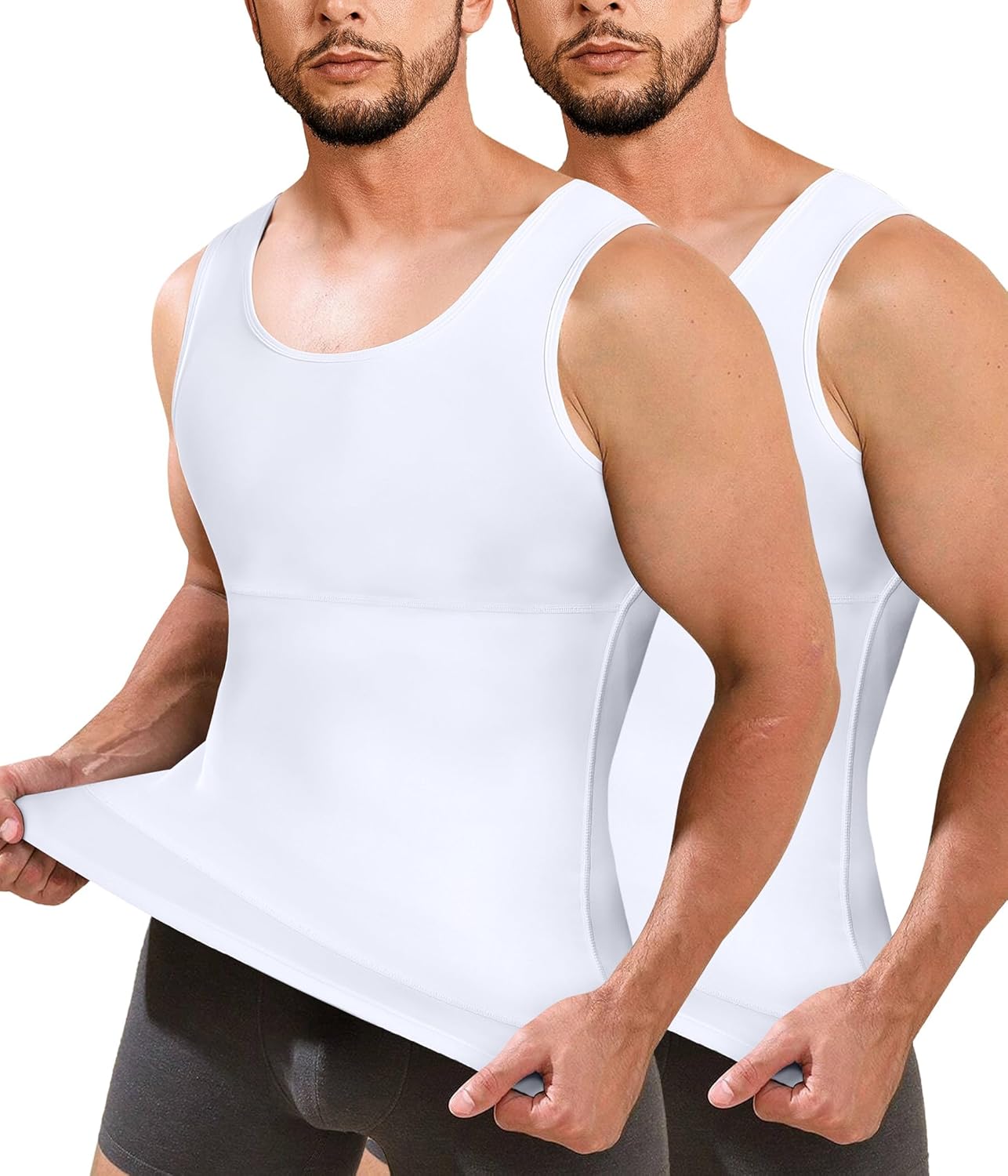 Men’s Compression Shirt Vest 2 Pack Tummy Control