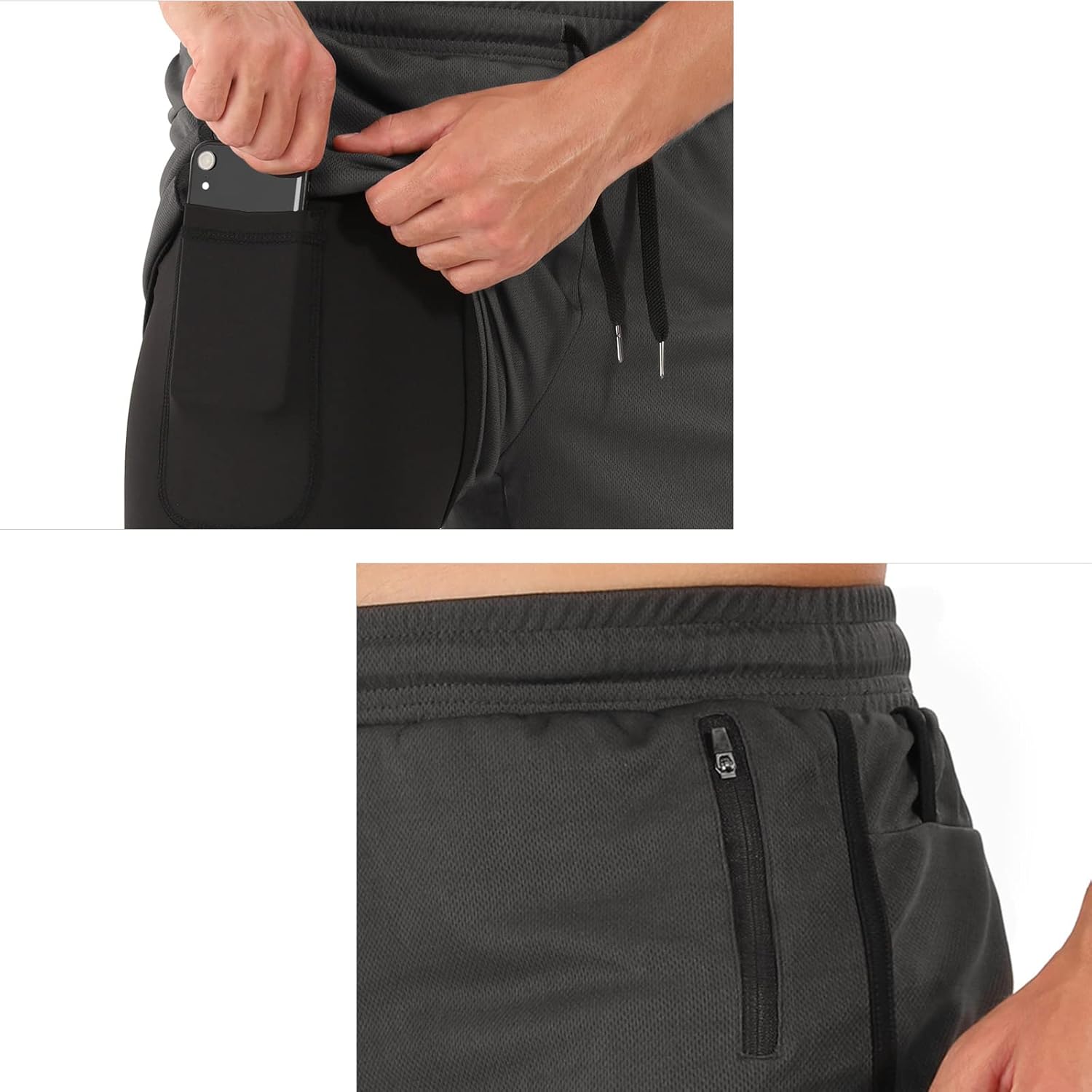 Men’s Running Compression Shorts 2 in 1 with Phone Pocket