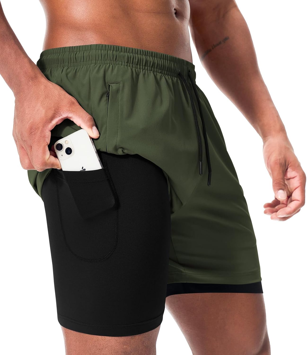 Men’s 2 in 1 Running Shorts with Phone Pocket Quick Dry