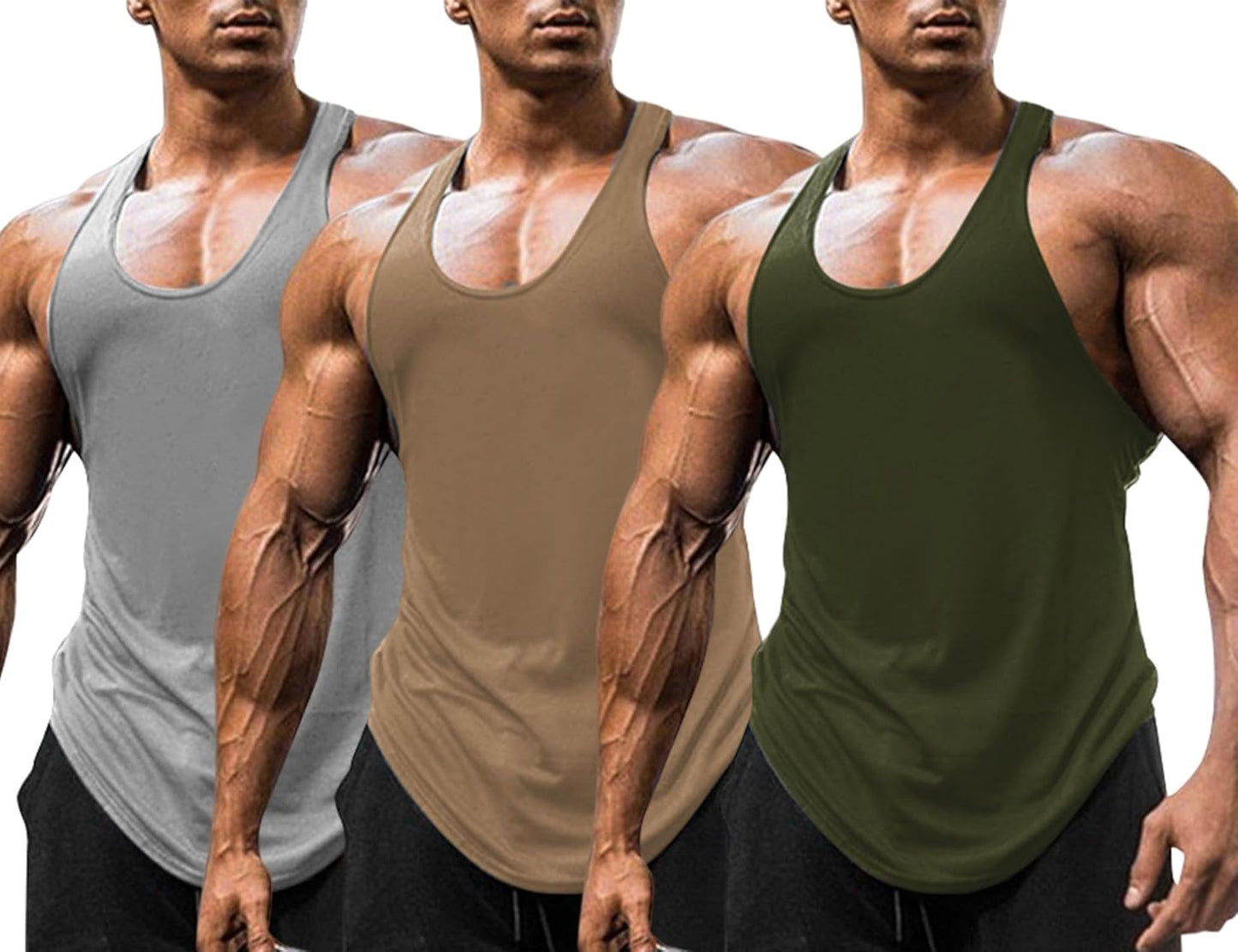 3 Pack Men’s Gym Tank Tops Y-Back Muscle Vests