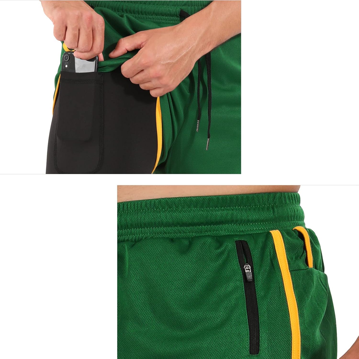 Men’s Running Compression Shorts 2 in 1 with Phone Pocket