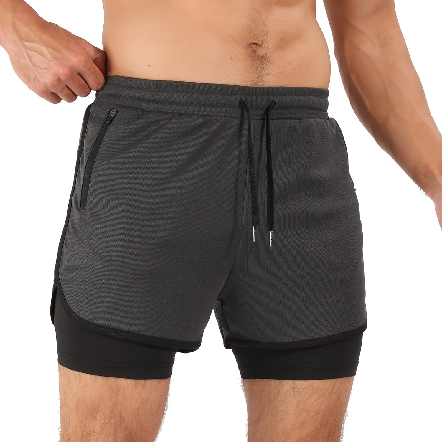 Men’s Running Compression Shorts 2 in 1 with Phone Pocket