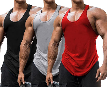3 Pack Men’s Gym Tank Tops Y-Back Muscle Vests