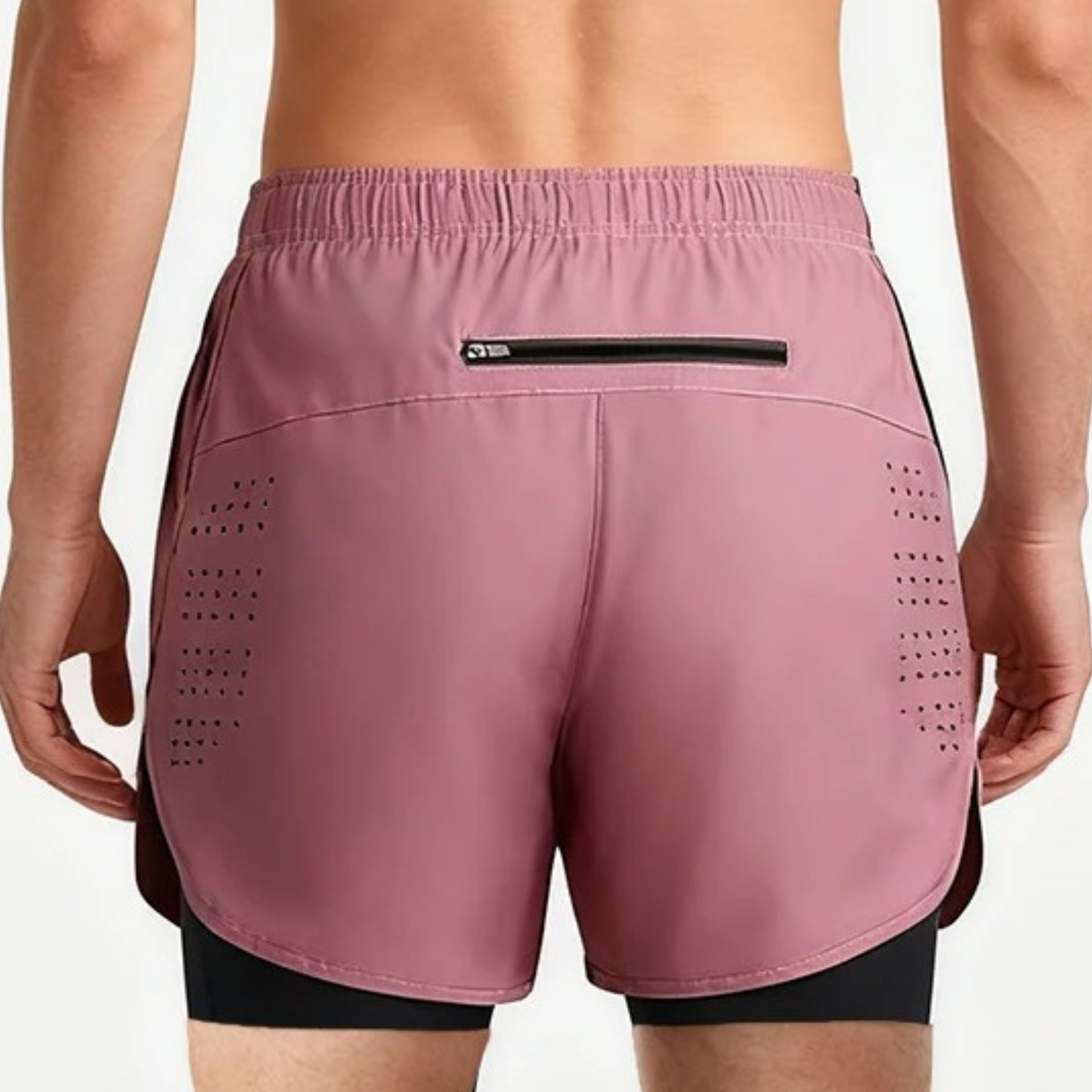 Pink & Black Men's Quick-Dry Double-Layer Shorts