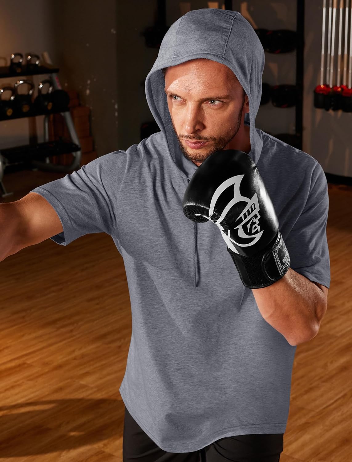Men’s Short Sleeve Hoodie Lightweight Gym Pullover