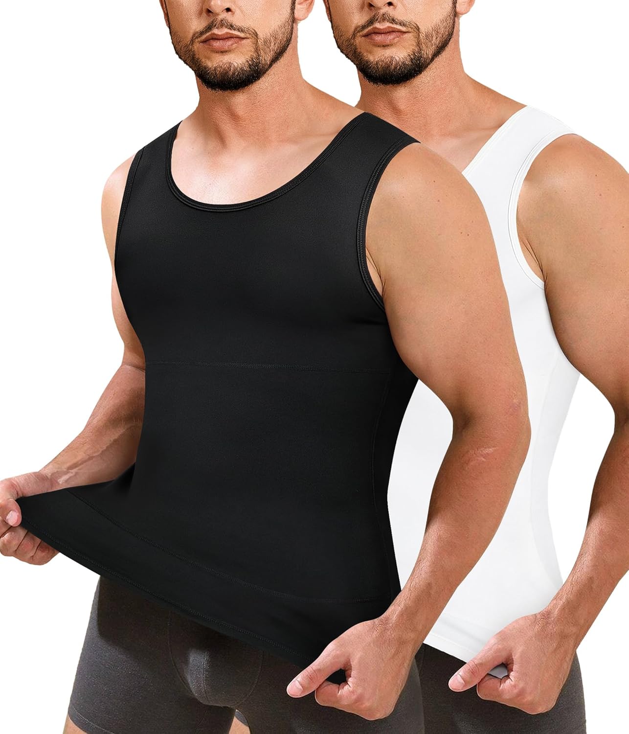 Men’s Compression Shirt Vest 2 Pack Tummy Control