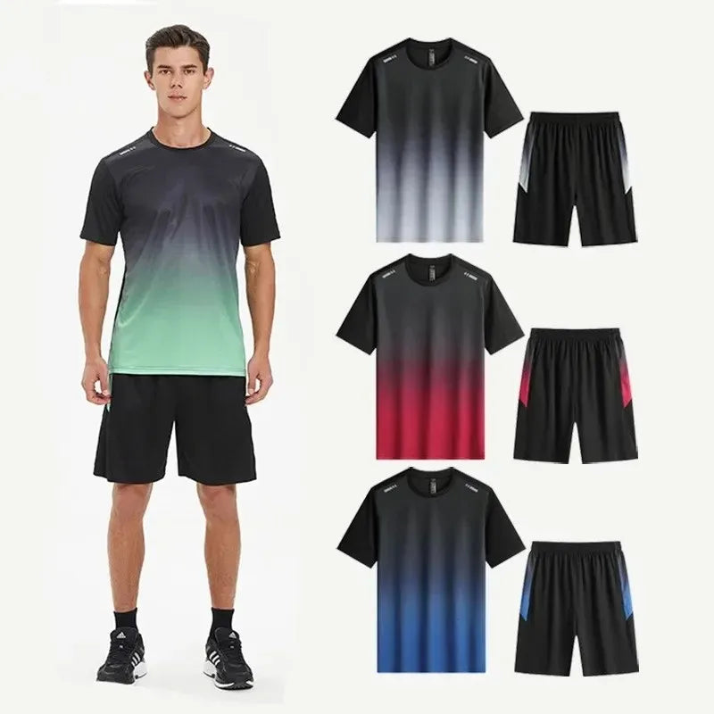 Men's Gradient Workout Set with Shorts